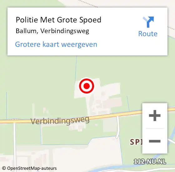 Locatie op kaart van de 112 melding: Politie Met Grote Spoed Naar Ballum, Verbindingsweg op 31 augustus 2022 11:02