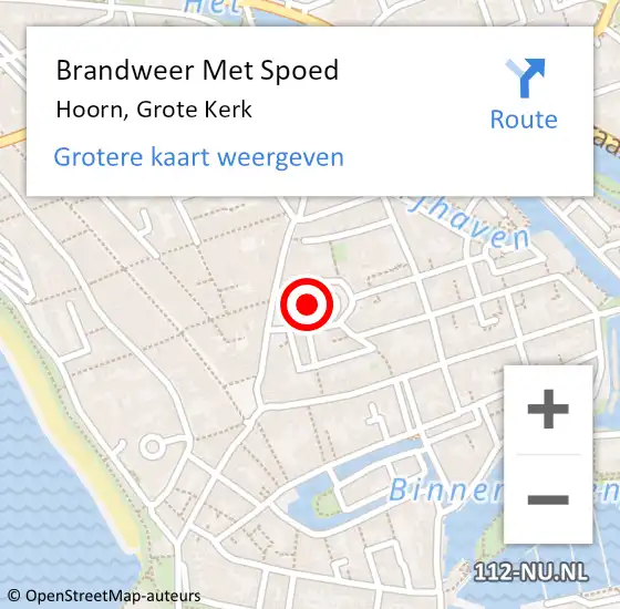 Locatie op kaart van de 112 melding: Brandweer Met Spoed Naar Hoorn, Grote Kerk op 31 augustus 2022 11:12