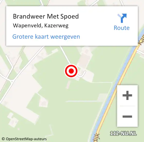 Locatie op kaart van de 112 melding: Brandweer Met Spoed Naar Wapenveld, Kazerweg op 31 augustus 2022 11:33