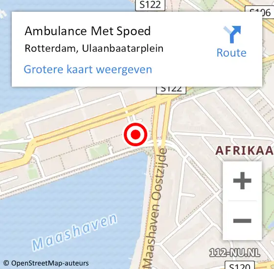 Locatie op kaart van de 112 melding: Ambulance Met Spoed Naar Rotterdam, Ulaanbaatarplein op 31 augustus 2022 11:49