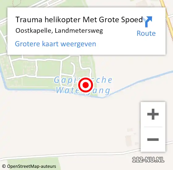 Locatie op kaart van de 112 melding: Trauma helikopter Met Grote Spoed Naar Oostkapelle, Landmetersweg op 31 augustus 2022 11:52