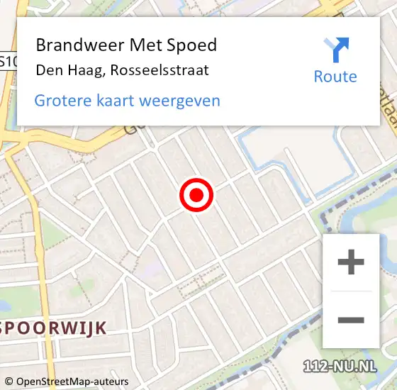 Locatie op kaart van de 112 melding: Brandweer Met Spoed Naar Den Haag, Rosseelsstraat op 31 augustus 2022 12:03