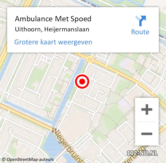 Locatie op kaart van de 112 melding: Ambulance Met Spoed Naar Uithoorn, Heijermanslaan op 31 augustus 2022 12:07