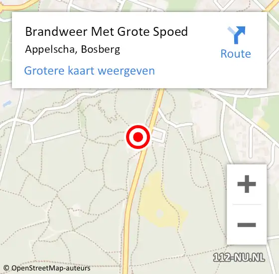 Locatie op kaart van de 112 melding: Brandweer Met Grote Spoed Naar Appelscha, Bosberg op 31 augustus 2022 12:11