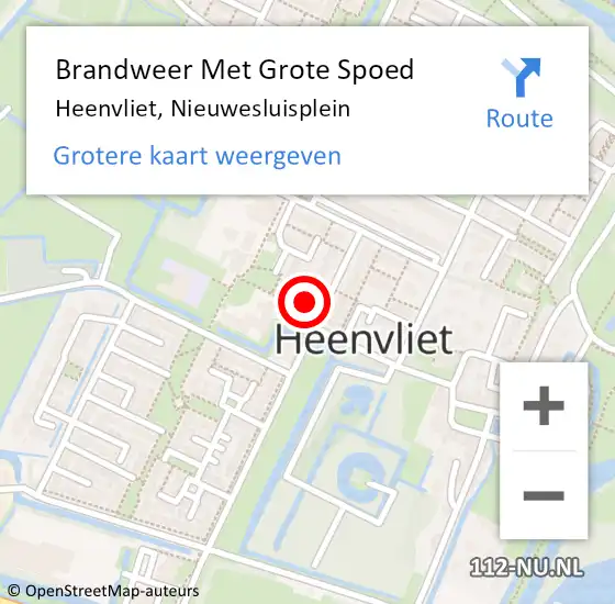 Locatie op kaart van de 112 melding: Brandweer Met Grote Spoed Naar Heenvliet, Nieuwesluisplein op 31 augustus 2022 12:24