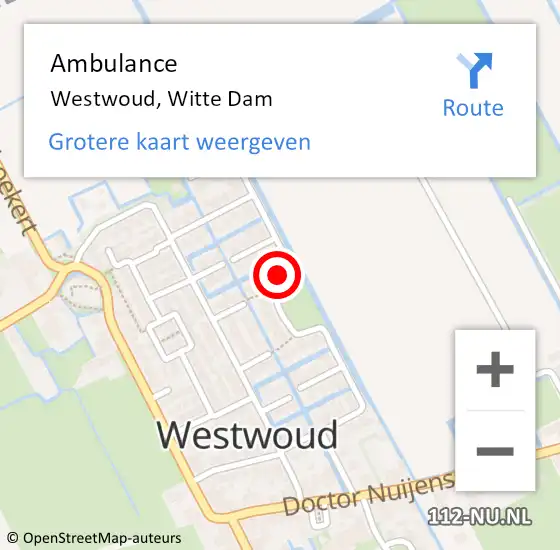 Locatie op kaart van de 112 melding: Ambulance Westwoud, Witte Dam op 31 augustus 2022 12:28