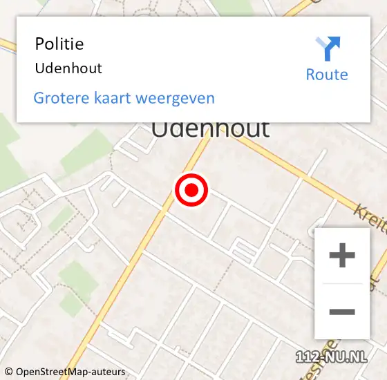 Locatie op kaart van de 112 melding: Politie Udenhout op 31 augustus 2022 12:32