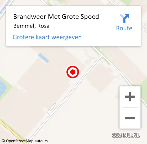 Locatie op kaart van de 112 melding: Brandweer Met Grote Spoed Naar Bemmel, Rosa op 31 augustus 2022 12:37