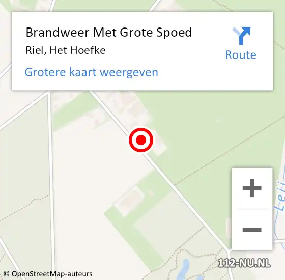 Locatie op kaart van de 112 melding: Brandweer Met Grote Spoed Naar Riel, Het Hoefke op 31 augustus 2022 12:41