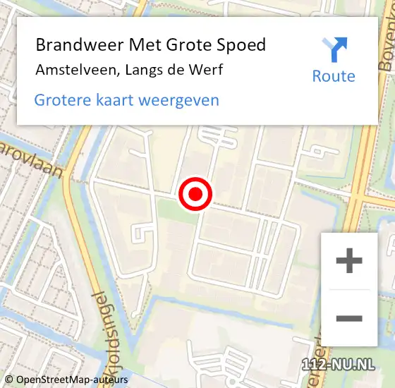 Locatie op kaart van de 112 melding: Brandweer Met Grote Spoed Naar Amstelveen, Langs de Werf op 31 augustus 2022 12:47