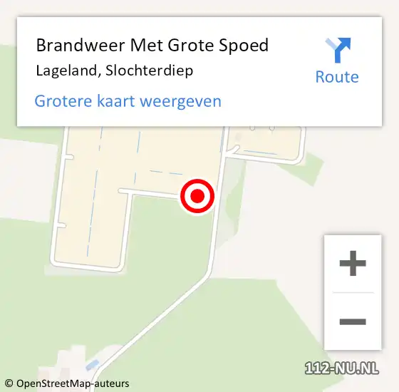 Locatie op kaart van de 112 melding: Brandweer Met Grote Spoed Naar Lageland, Slochterdiep op 31 augustus 2022 13:00