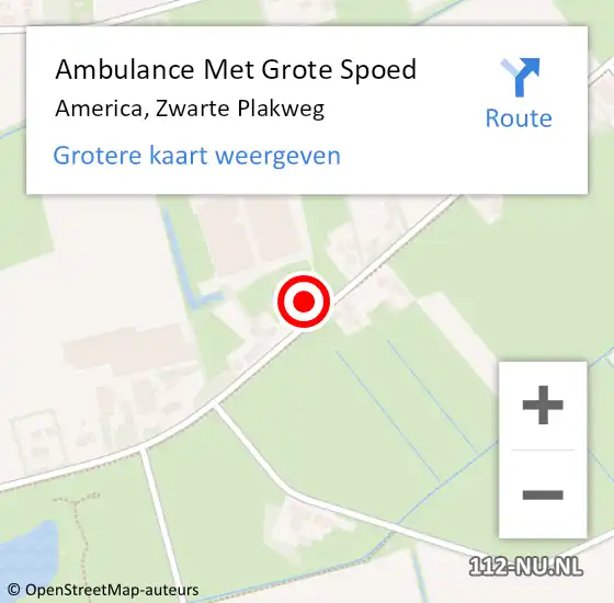 Locatie op kaart van de 112 melding: Ambulance Met Grote Spoed Naar America, Zwarte Plakweg op 31 augustus 2022 13:05