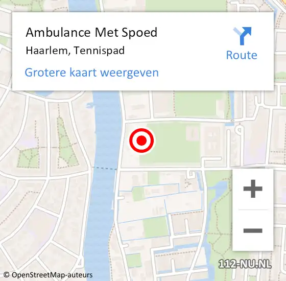 Locatie op kaart van de 112 melding: Ambulance Met Spoed Naar Haarlem, Tennispad op 31 augustus 2022 13:07