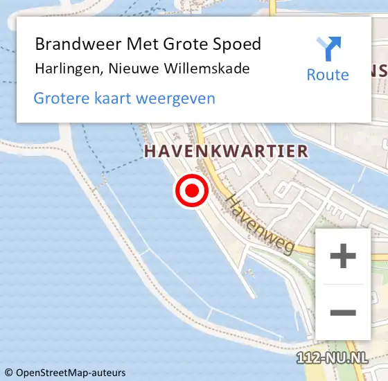 Locatie op kaart van de 112 melding: Brandweer Met Grote Spoed Naar Harlingen, Nieuwe Willemskade op 31 augustus 2022 13:13