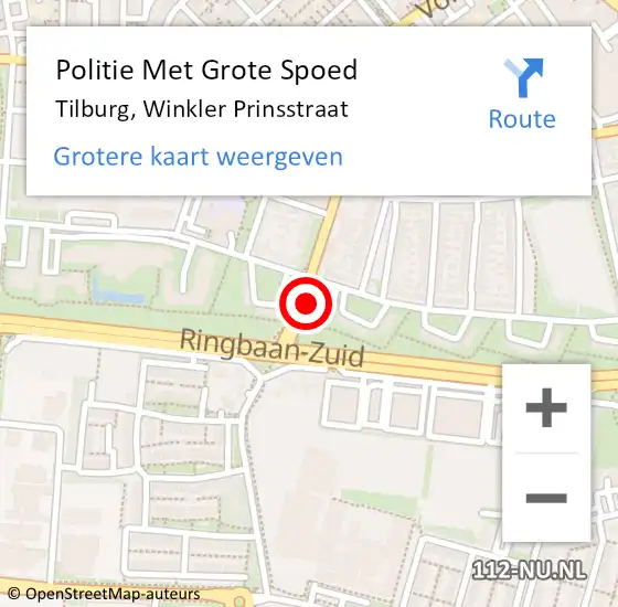 Locatie op kaart van de 112 melding: Politie Met Grote Spoed Naar Tilburg, Winkler Prinsstraat op 31 augustus 2022 13:26