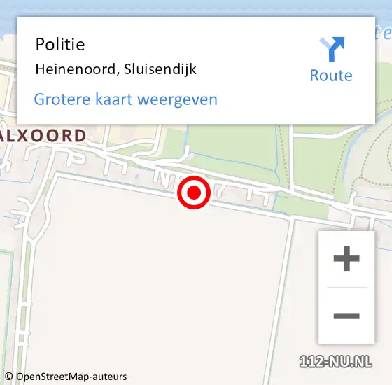 Locatie op kaart van de 112 melding: Politie Heinenoord, Sluisendijk op 31 augustus 2022 13:34