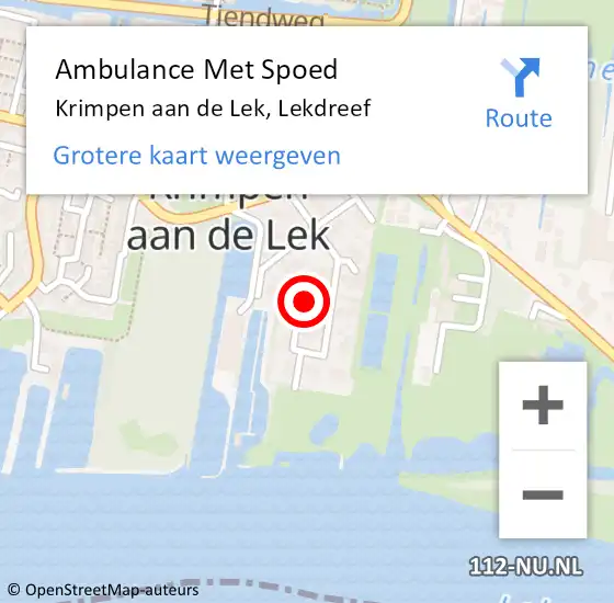 Locatie op kaart van de 112 melding: Ambulance Met Spoed Naar Krimpen aan de Lek, Lekdreef op 31 augustus 2022 13:47