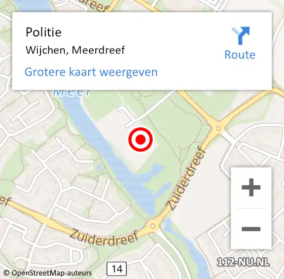 Locatie op kaart van de 112 melding: Politie Wijchen, Meerdreef op 31 augustus 2022 13:47