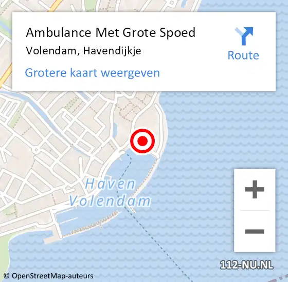 Locatie op kaart van de 112 melding: Ambulance Met Grote Spoed Naar Volendam, Havendijkje op 31 augustus 2022 13:53