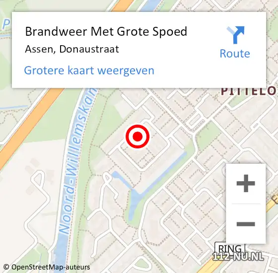 Locatie op kaart van de 112 melding: Brandweer Met Grote Spoed Naar Assen, Donaustraat op 31 augustus 2022 13:54