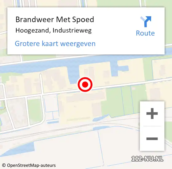 Locatie op kaart van de 112 melding: Brandweer Met Spoed Naar Hoogezand, Industrieweg op 31 augustus 2022 13:58