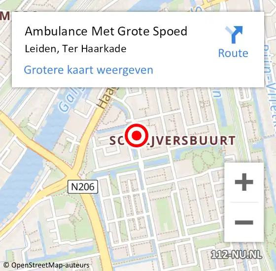 Locatie op kaart van de 112 melding: Ambulance Met Grote Spoed Naar Leiden, Ter Haarkade op 31 augustus 2022 14:01