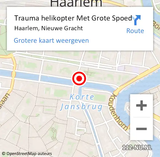 Locatie op kaart van de 112 melding: Trauma helikopter Met Grote Spoed Naar Haarlem, Nieuwe Gracht op 31 augustus 2022 14:07