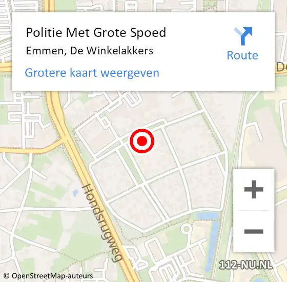 Locatie op kaart van de 112 melding: Politie Met Grote Spoed Naar Emmen, De Winkelakkers op 31 augustus 2022 14:14