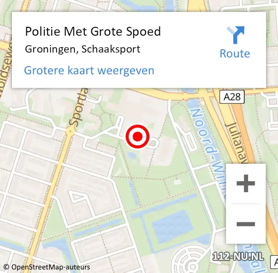 Locatie op kaart van de 112 melding: Politie Met Grote Spoed Naar Groningen, Schaaksport op 31 augustus 2022 14:32
