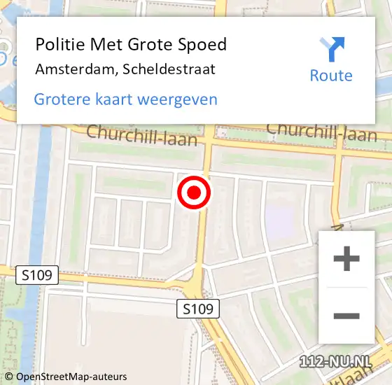 Locatie op kaart van de 112 melding: Politie Met Grote Spoed Naar Amsterdam, Scheldestraat op 31 augustus 2022 14:36