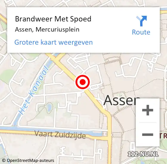 Locatie op kaart van de 112 melding: Brandweer Met Spoed Naar Assen, Mercuriusplein op 31 augustus 2022 14:47