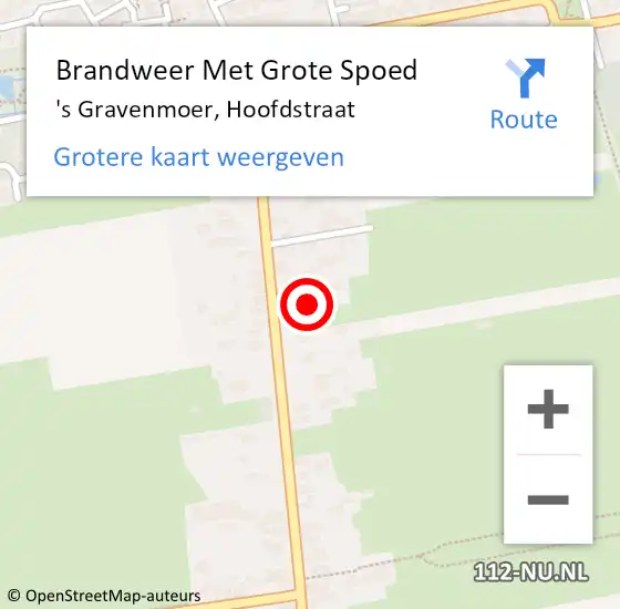 Locatie op kaart van de 112 melding: Brandweer Met Grote Spoed Naar 's Gravenmoer, Hoofdstraat op 31 augustus 2022 15:09