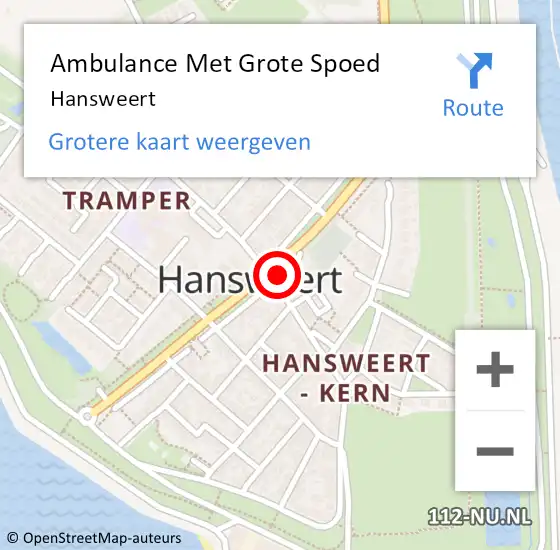 Locatie op kaart van de 112 melding: Ambulance Met Grote Spoed Naar Hansweert op 31 augustus 2022 15:33