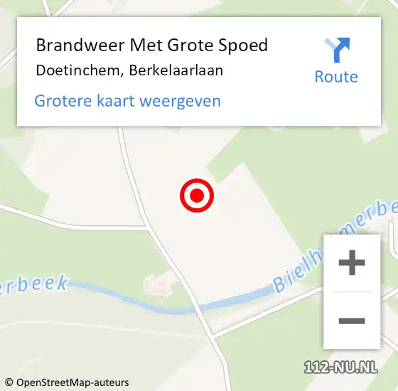 Locatie op kaart van de 112 melding: Brandweer Met Grote Spoed Naar Doetinchem, Berkelaarlaan op 31 augustus 2022 15:34