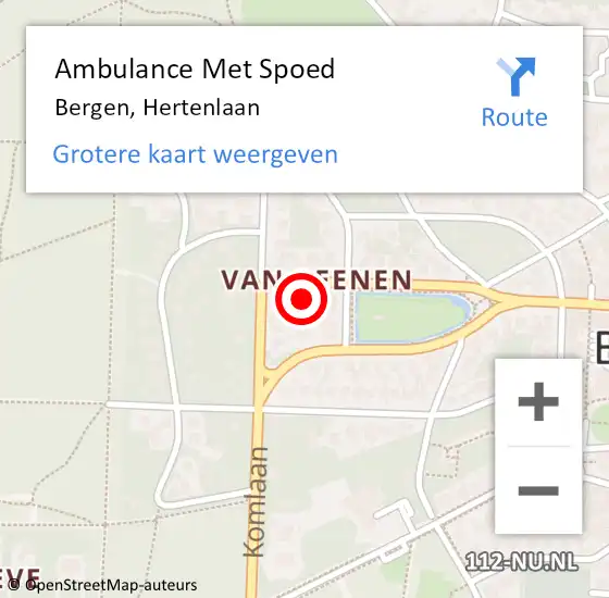Locatie op kaart van de 112 melding: Ambulance Met Spoed Naar Bergen, Hertenlaan op 31 augustus 2022 15:46