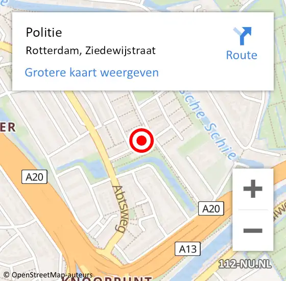 Locatie op kaart van de 112 melding: Politie Rotterdam, Ziedewijstraat op 31 augustus 2022 15:48