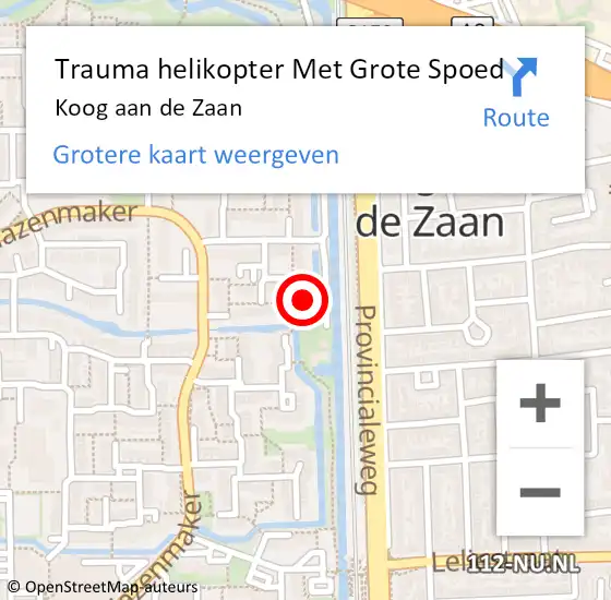 Locatie op kaart van de 112 melding: Trauma helikopter Met Grote Spoed Naar Koog aan de Zaan op 31 augustus 2022 15:55