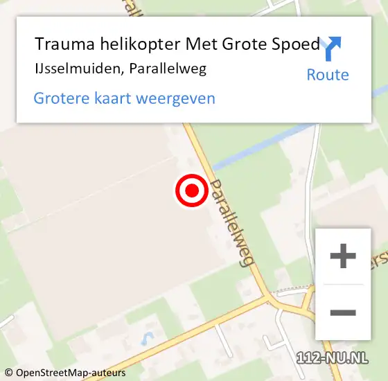 Locatie op kaart van de 112 melding: Trauma helikopter Met Grote Spoed Naar IJsselmuiden, Parallelweg op 31 augustus 2022 15:57