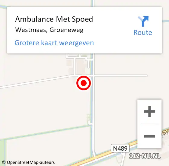 Locatie op kaart van de 112 melding: Ambulance Met Spoed Naar Westmaas, Groeneweg op 31 augustus 2022 16:06