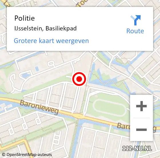 Locatie op kaart van de 112 melding: Politie IJsselstein, Basiliekpad op 31 augustus 2022 16:26