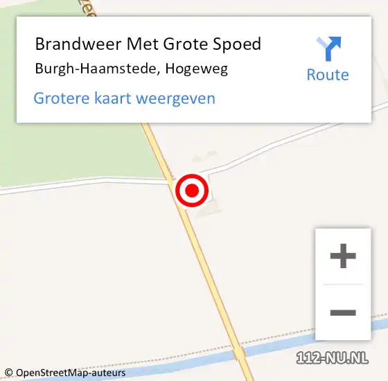 Locatie op kaart van de 112 melding: Brandweer Met Grote Spoed Naar Burgh-Haamstede, Hogeweg op 31 augustus 2022 16:29