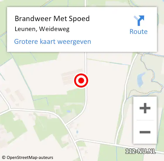 Locatie op kaart van de 112 melding: Brandweer Met Spoed Naar Leunen, Weideweg op 31 augustus 2022 16:32