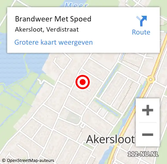 Locatie op kaart van de 112 melding: Brandweer Met Spoed Naar Akersloot, Verdistraat op 31 augustus 2022 16:36