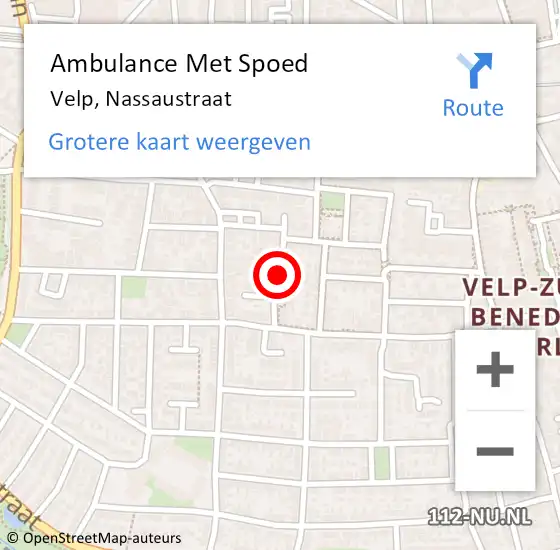 Locatie op kaart van de 112 melding: Ambulance Met Spoed Naar Velp, Nassaustraat op 31 augustus 2022 16:37