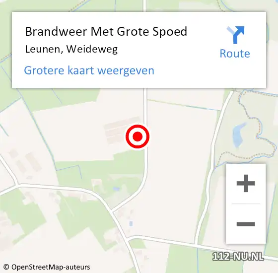 Locatie op kaart van de 112 melding: Brandweer Met Grote Spoed Naar Leunen, Weideweg op 31 augustus 2022 16:41