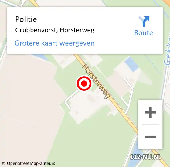 Locatie op kaart van de 112 melding: Politie Grubbenvorst, Horsterweg op 31 augustus 2022 16:41