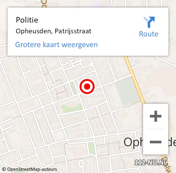 Locatie op kaart van de 112 melding: Politie Opheusden, Patrijsstraat op 31 augustus 2022 16:49