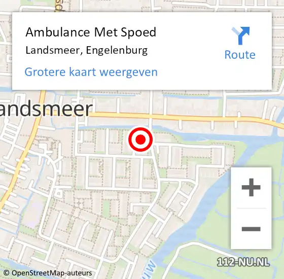 Locatie op kaart van de 112 melding: Ambulance Met Spoed Naar Landsmeer, Engelenburg op 31 augustus 2022 16:51