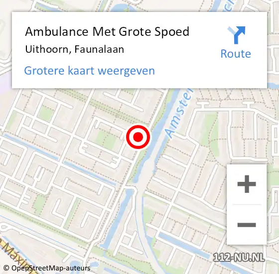 Locatie op kaart van de 112 melding: Ambulance Met Grote Spoed Naar Uithoorn, Faunalaan op 31 augustus 2022 16:56
