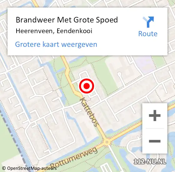 Locatie op kaart van de 112 melding: Brandweer Met Grote Spoed Naar Heerenveen, Eendenkooi op 31 augustus 2022 16:58